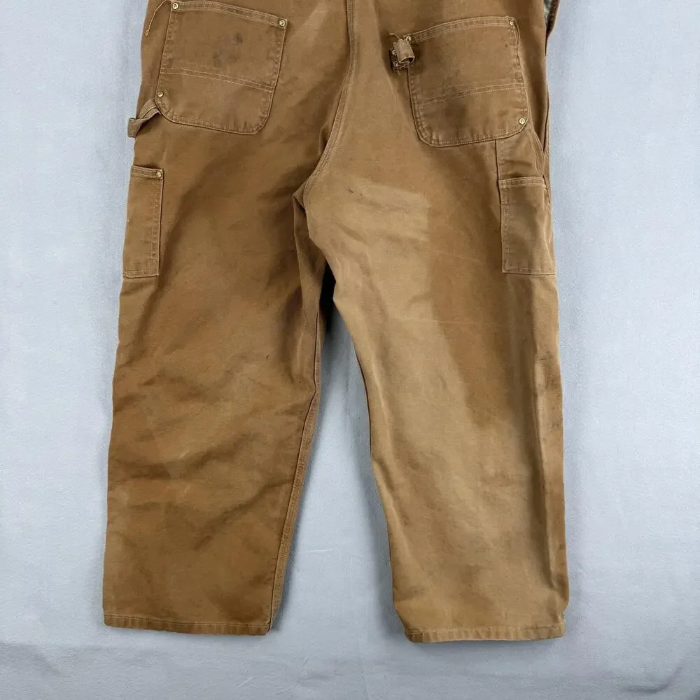 Carhartt Overalls Mens 42x28 Brown Duck Canvas Bib Workwear Carpenter Grunge - Picture 9 of 9